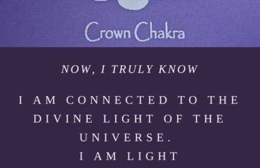 Crown Chakra affirmation with healer contact information.