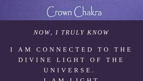 Crown Chakra affirmation with healer contact information.