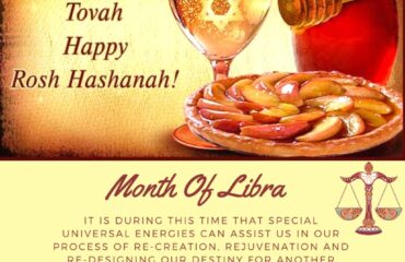 Rosh Hashanah greeting with honey and apples.