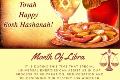 Rosh Hashanah greeting with honey and apples.