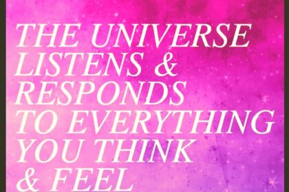 Pink quote about universe and feelings.