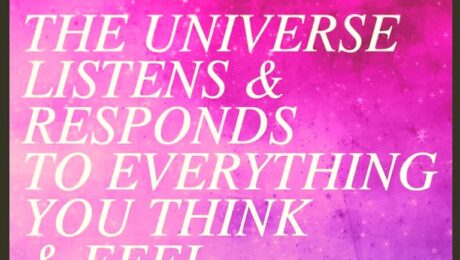 Pink quote about universe and feelings.