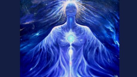 Mystical figure surrounded by cosmic energy.