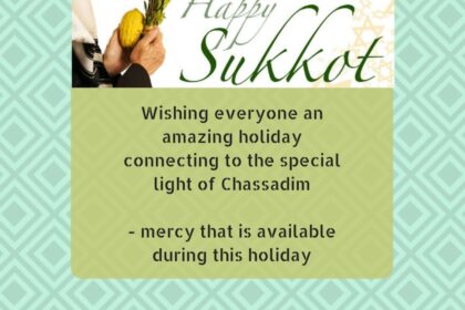 Happy Sukkot greeting card with blessings.