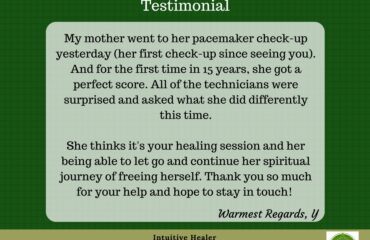 Testimonial about successful healing session experience.