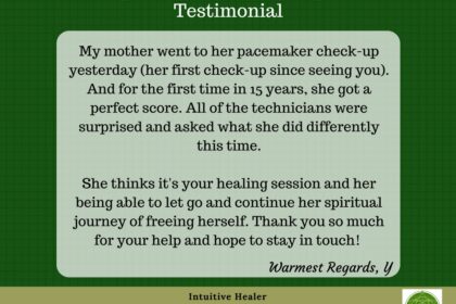Testimonial about successful healing session experience.