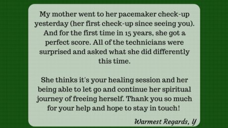 Testimonial about successful healing session experience.