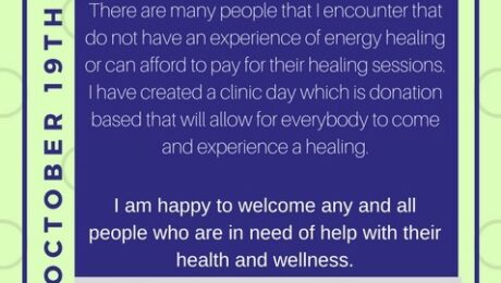 Donation-based open healing session announcement.