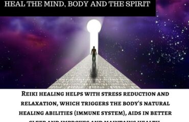 Person walking towards bright light, cosmic background.