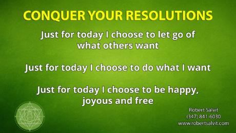 Green background. “Conquer your resolutions…”