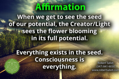 Affirmation text on scenic road background.