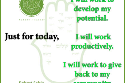 A green hand with the words 